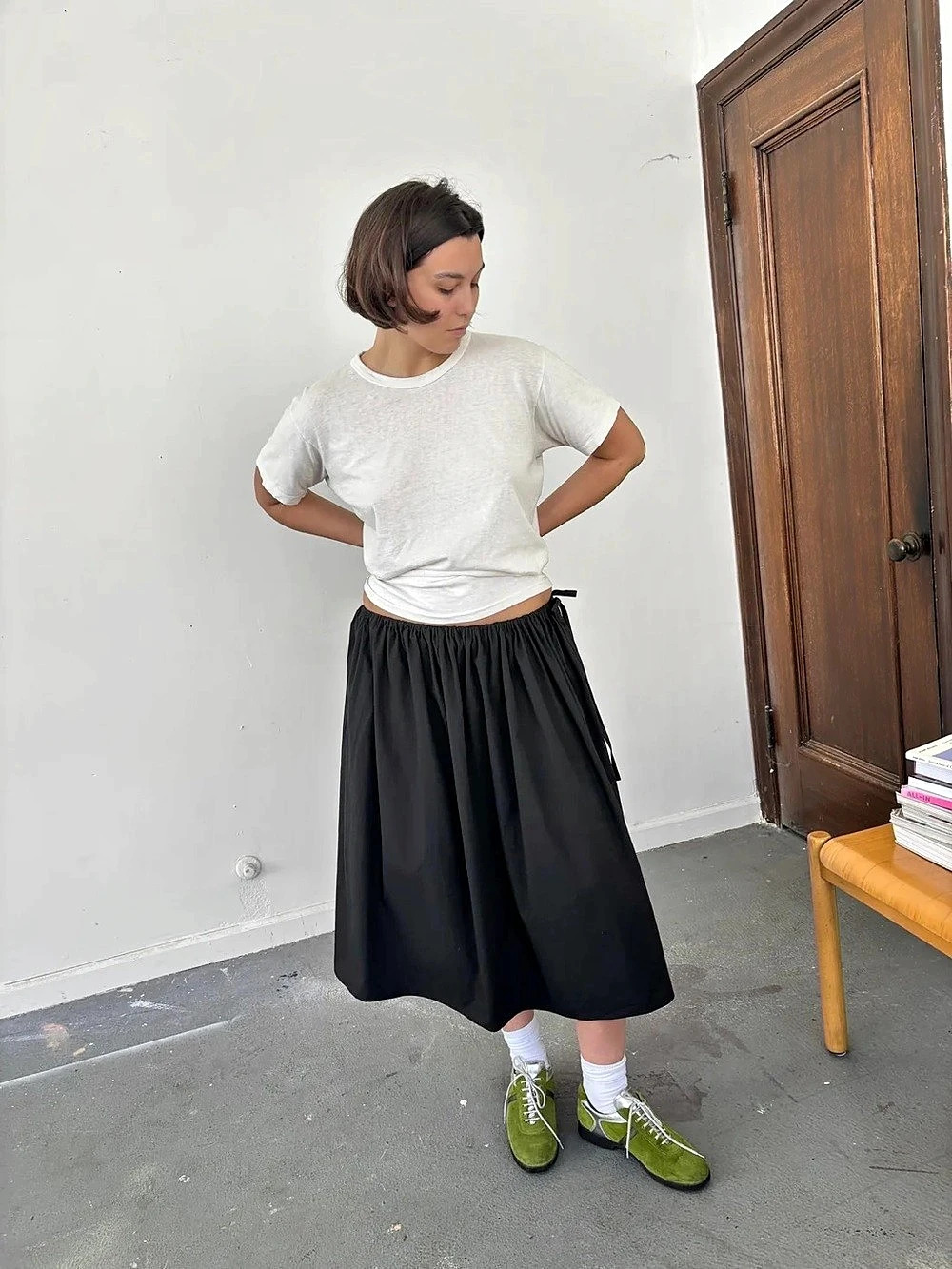 Brooke Callahan Midi Tie Skirt | Black | Size 2